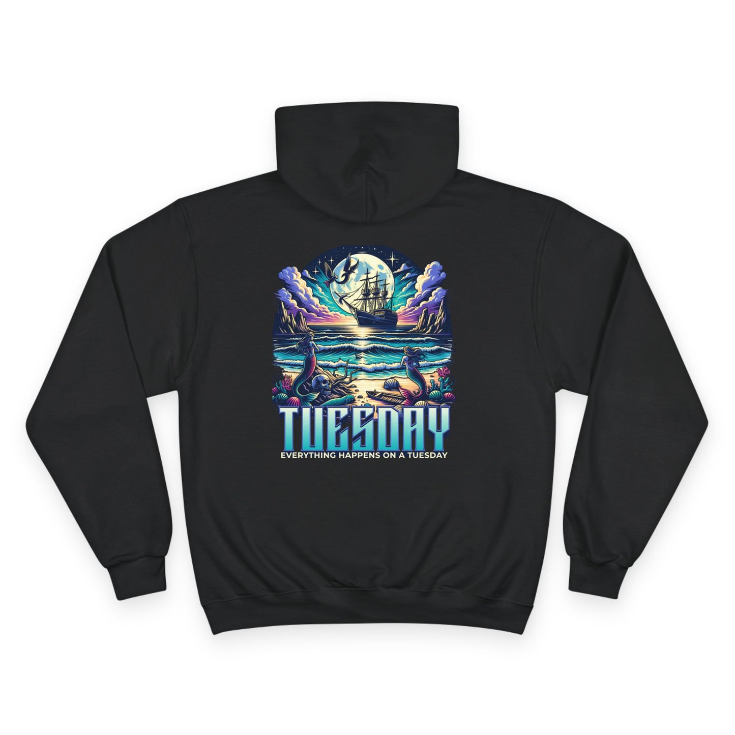 Stylish Champion Hoodie for Casual Vibes, Tuesday-Themed Sweatshirt, Everyday Wear, Perfect Gift for Friends, Cozy Graphic Hoodie