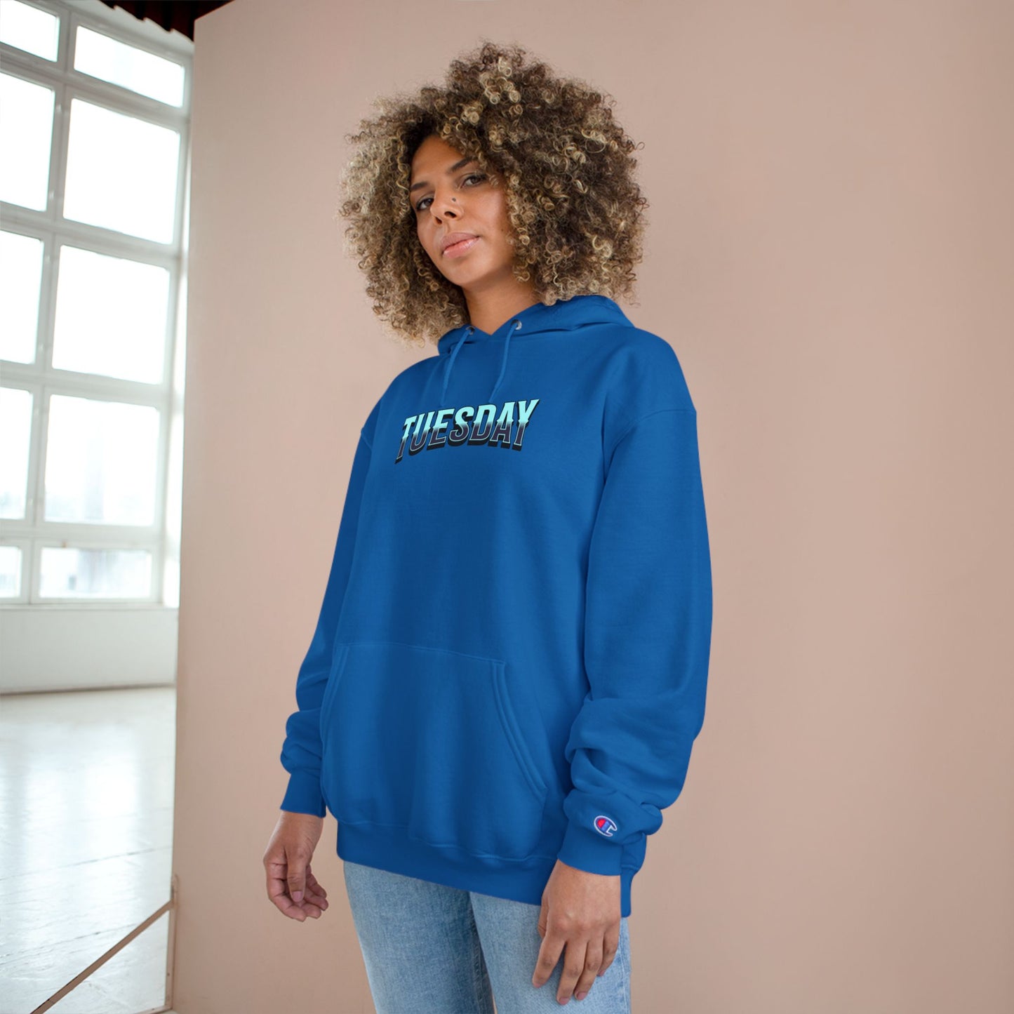 Limited Edition Tuesday Champion Hoodie - Stay True, Cozy Sweatshirt, Gift for Her, Comfy Casual Wear, Unique Sweatshirt