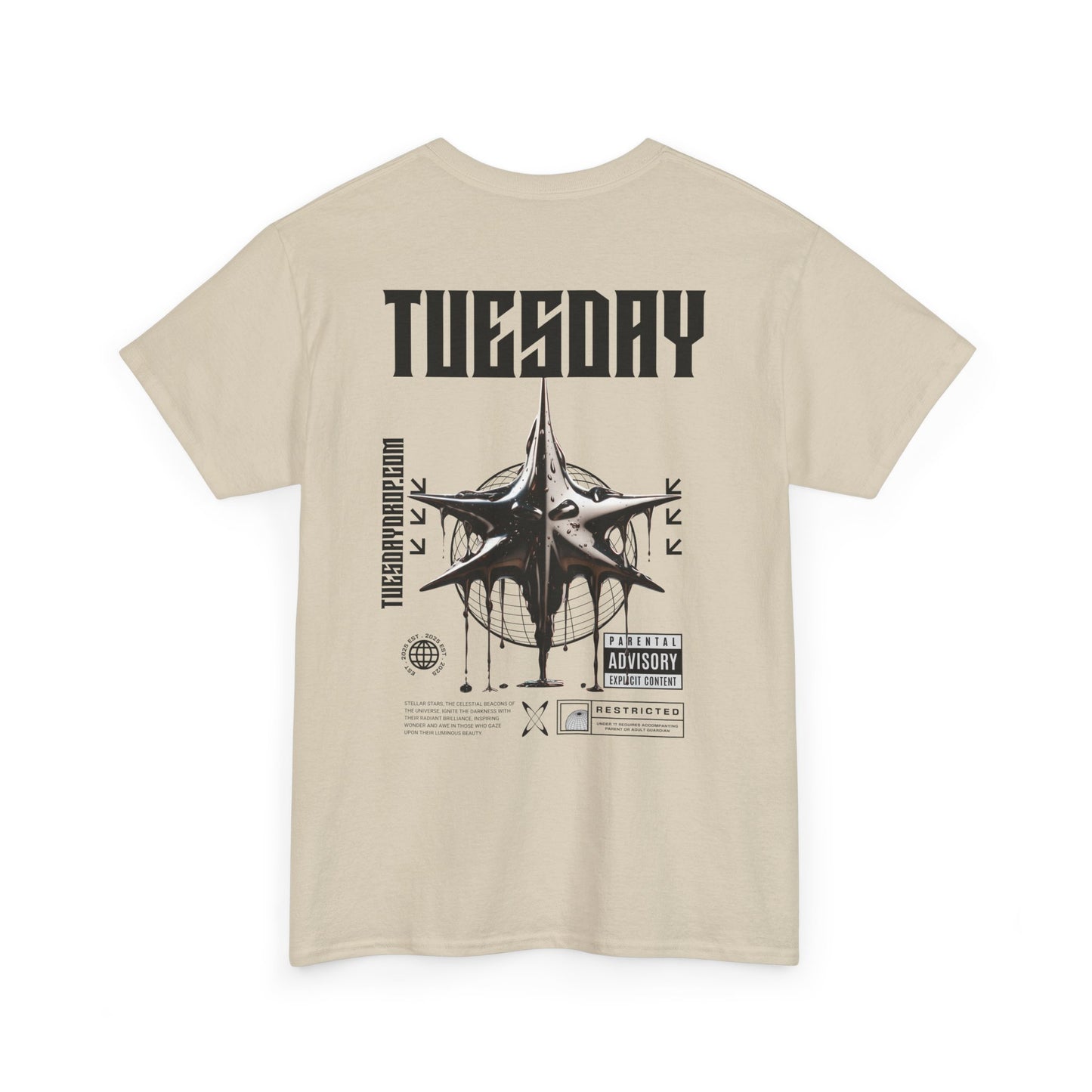 Graphic Tee with 'Tuesday' Print, Casual Wear, Streetwear, Gift for Students, Unisex Top, Everyday Fashion, Weekend Style