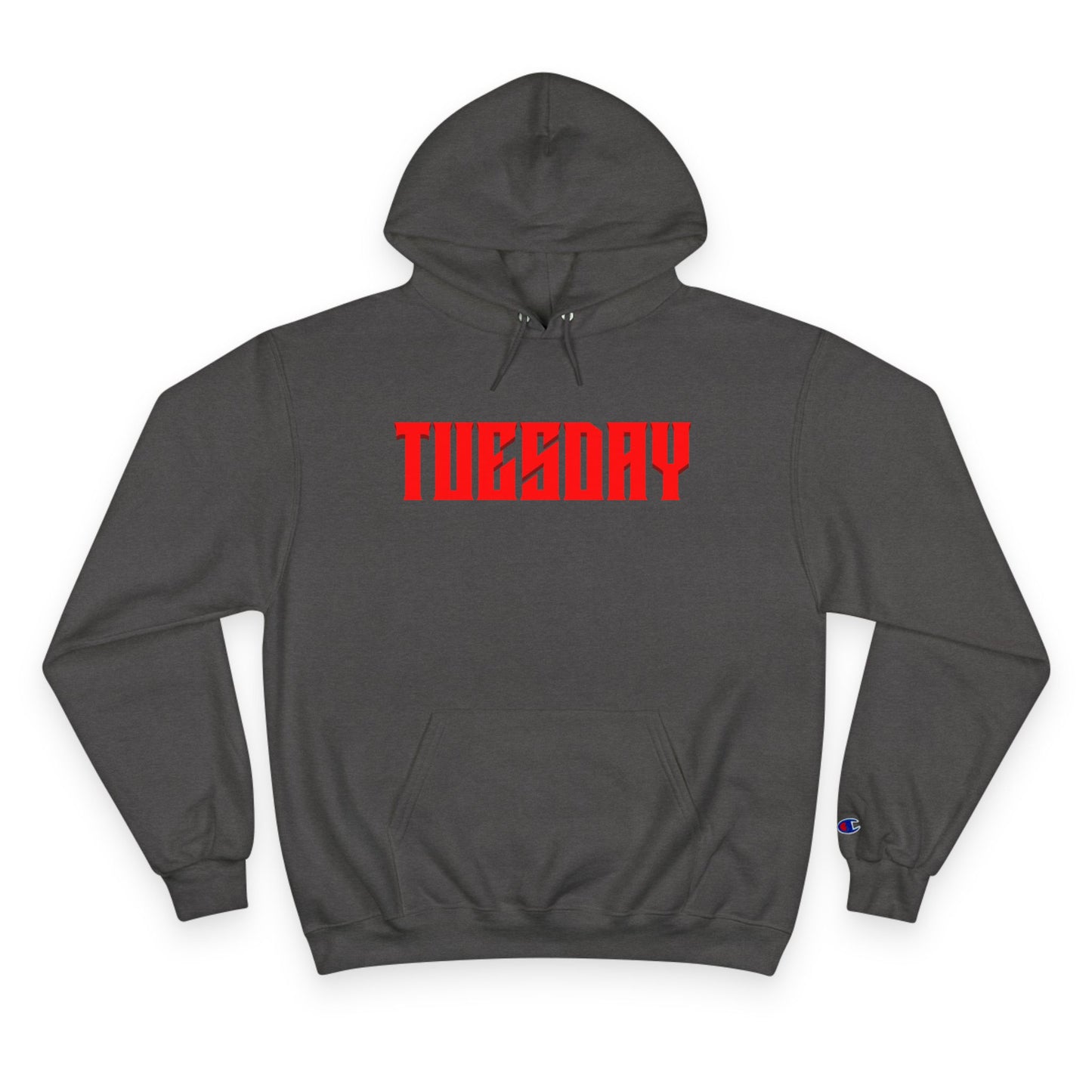 Halloween Tuesday editon Stylish Champion Hoodie with 'tuesday' Design, Casual Hoodie, Streetwear Fashion, Gift, Trendy Pullover