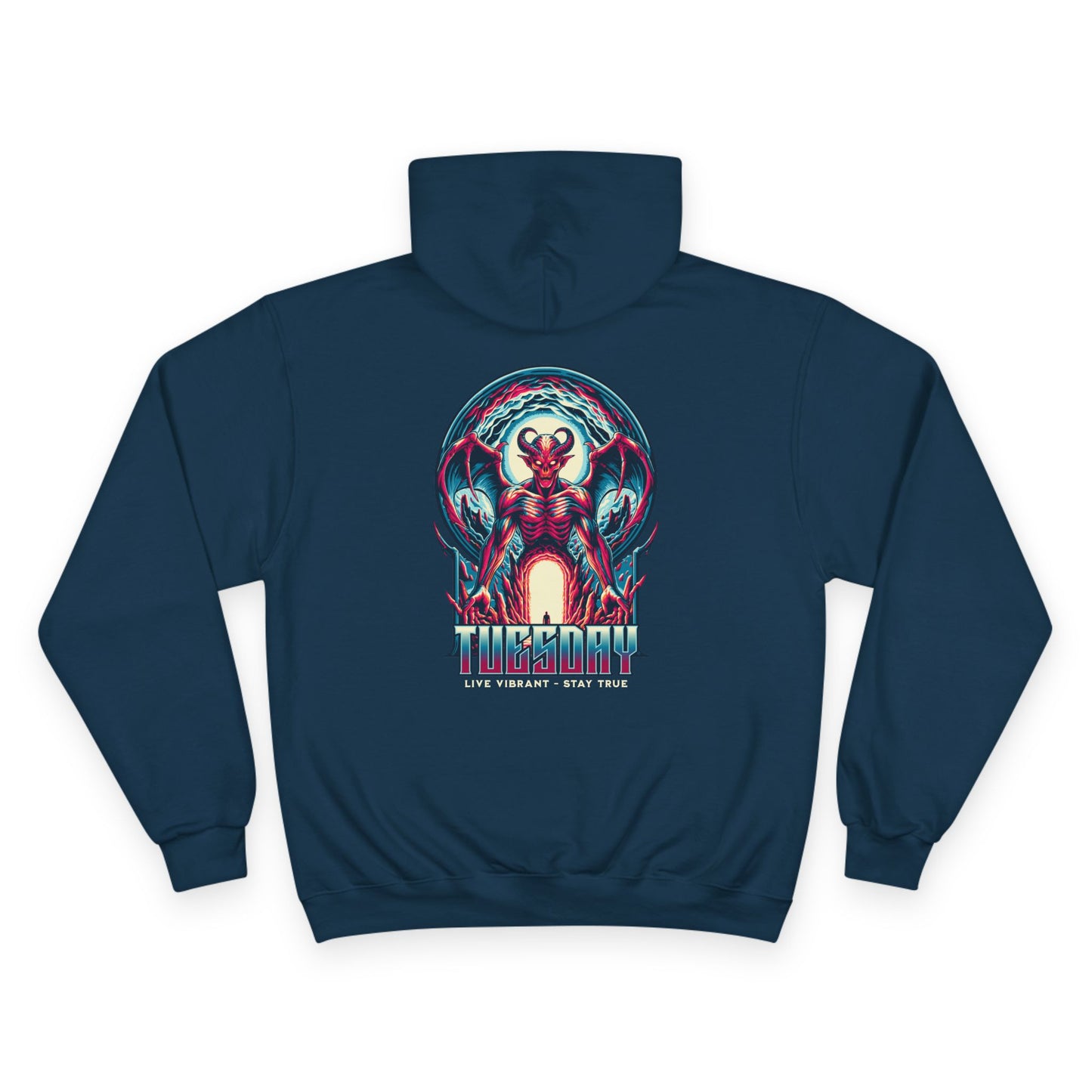 Tuesday Champion Hoodie, Graphic Sweatshirt, Unisex Casual Wear, Streetwear Style, Gift for Him/Her