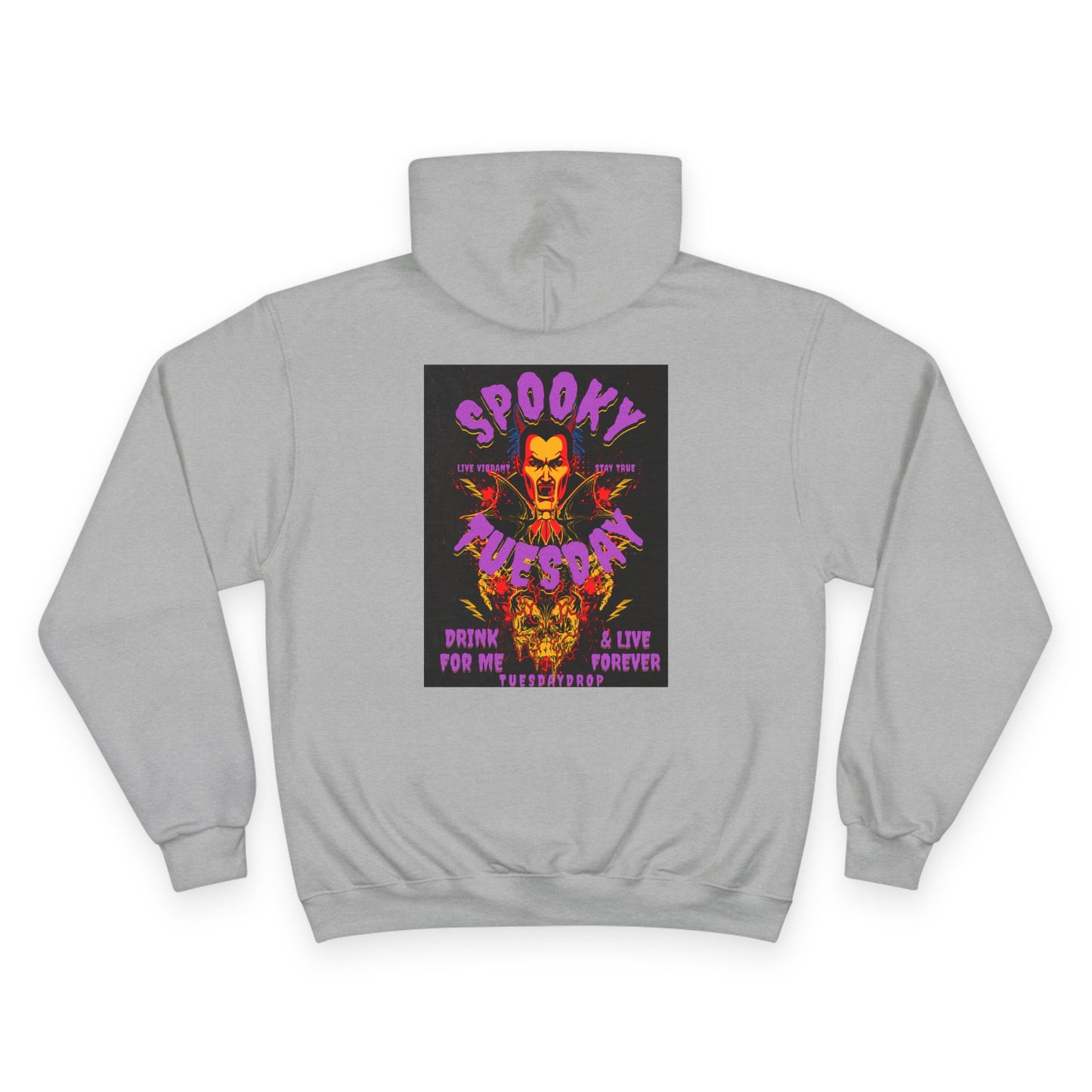 Spooky Tuesday Champion Hoodie, Halloween Apparel, Cozy Sweatshirt, Unisex Hoodie, Autumn Fashion, Gift for Her