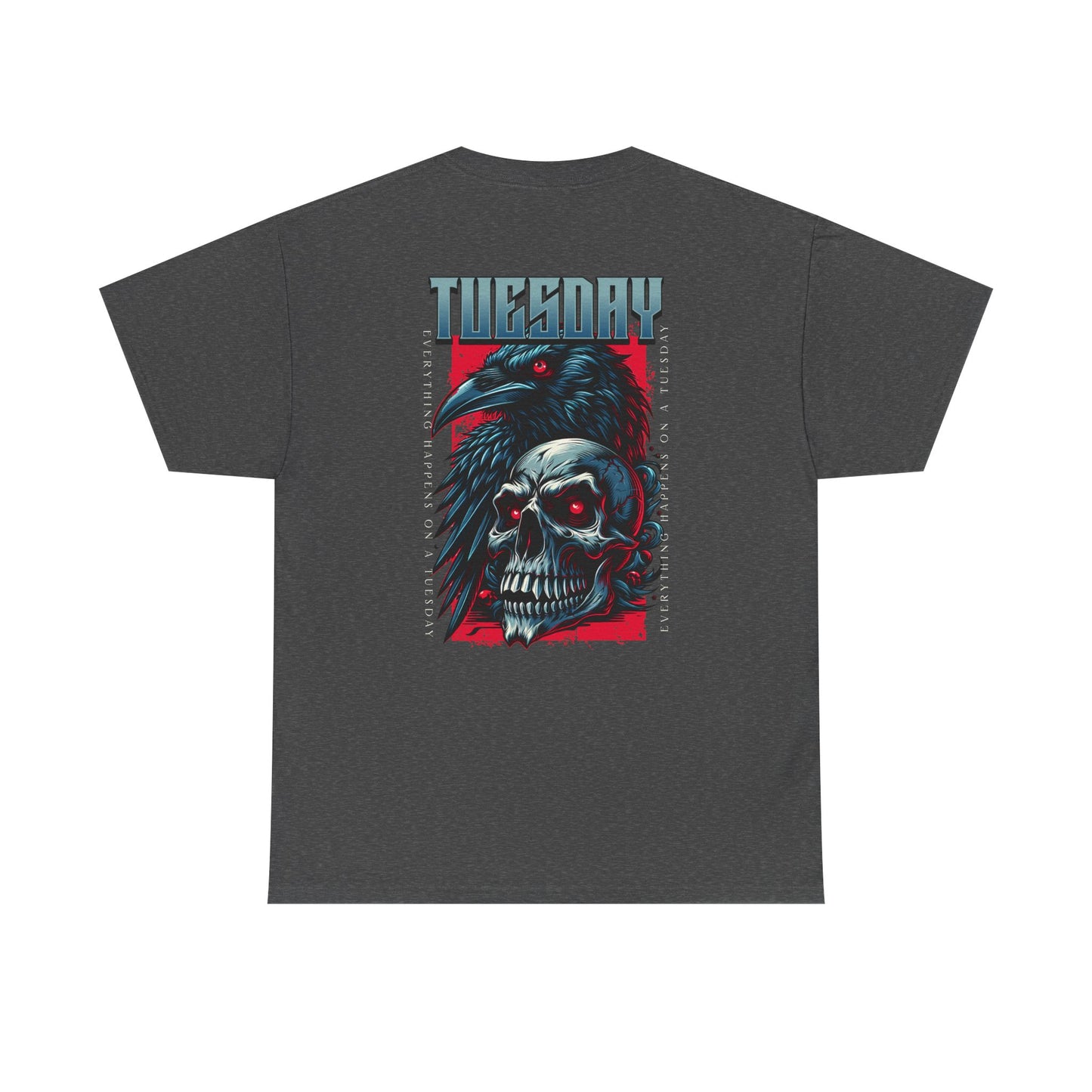 Gothic Skull and Raven Tee, Casual Gothic Fashion, Halloween Shirt, Dark Aesthetic Apparel, Unisex Graphic Cotton Tee, Trendy Everyday Wear