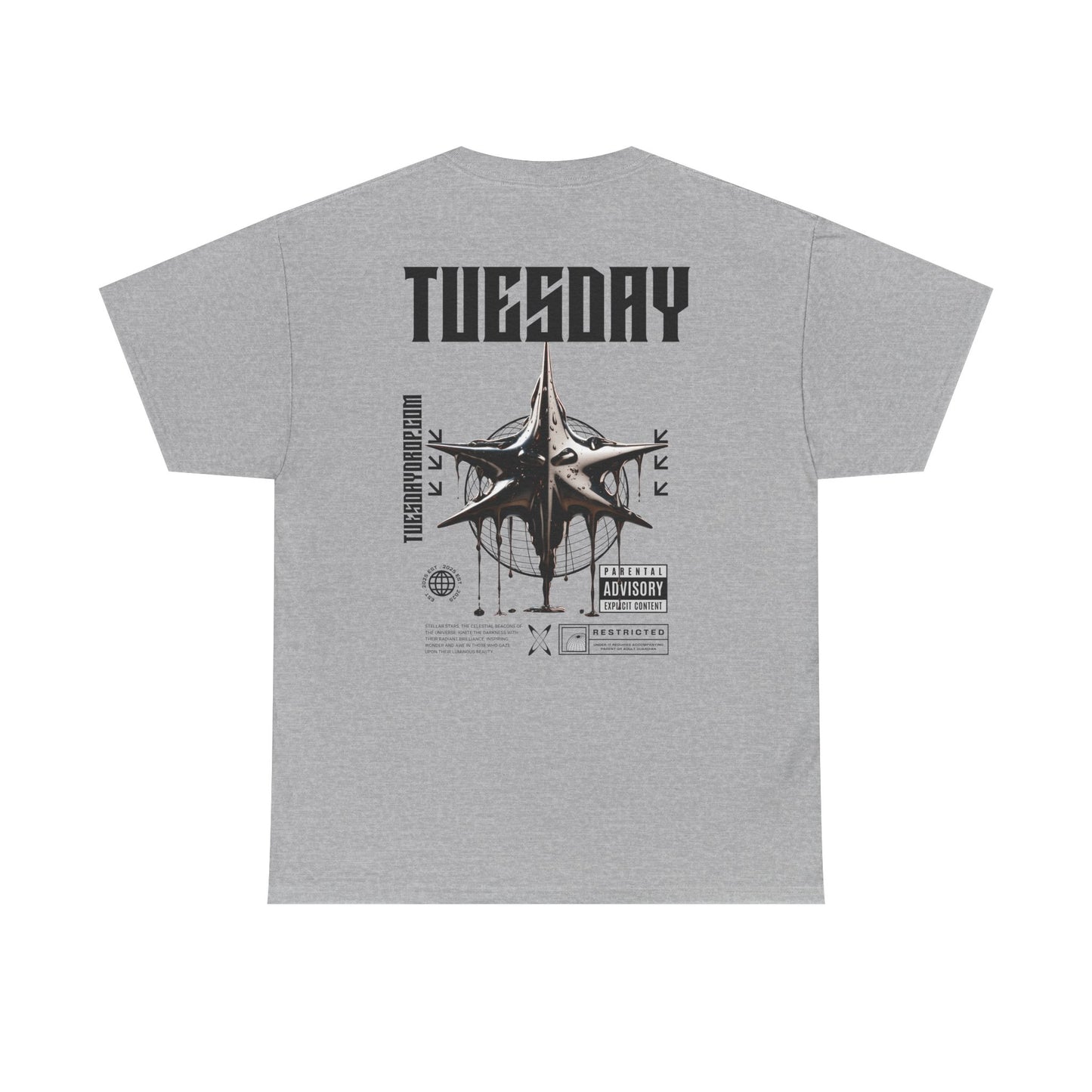 Graphic Tee with 'Tuesday' Print, Casual Wear, Streetwear, Gift for Students, Unisex Top, Everyday Fashion, Weekend Style