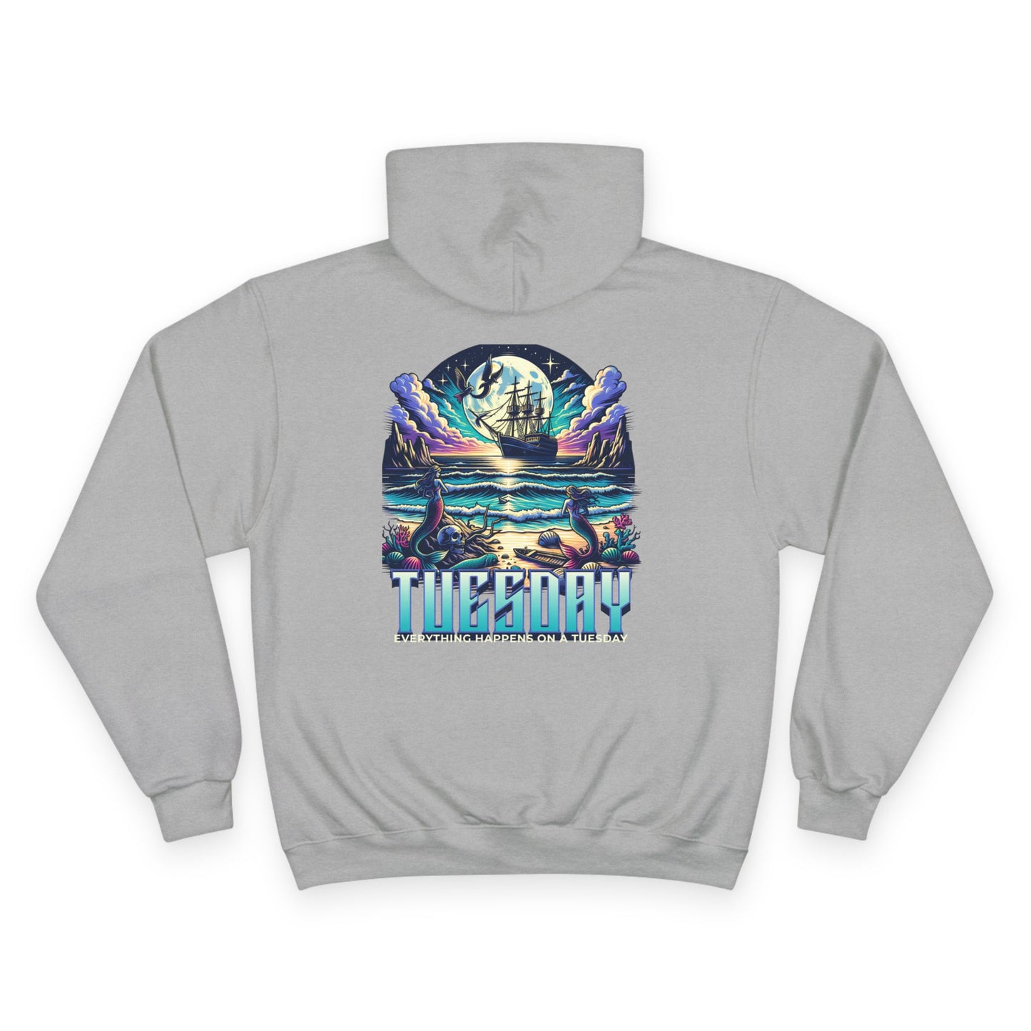 Stylish Champion Hoodie for Casual Vibes, Tuesday-Themed Sweatshirt, Everyday Wear, Perfect Gift for Friends, Cozy Graphic Hoodie