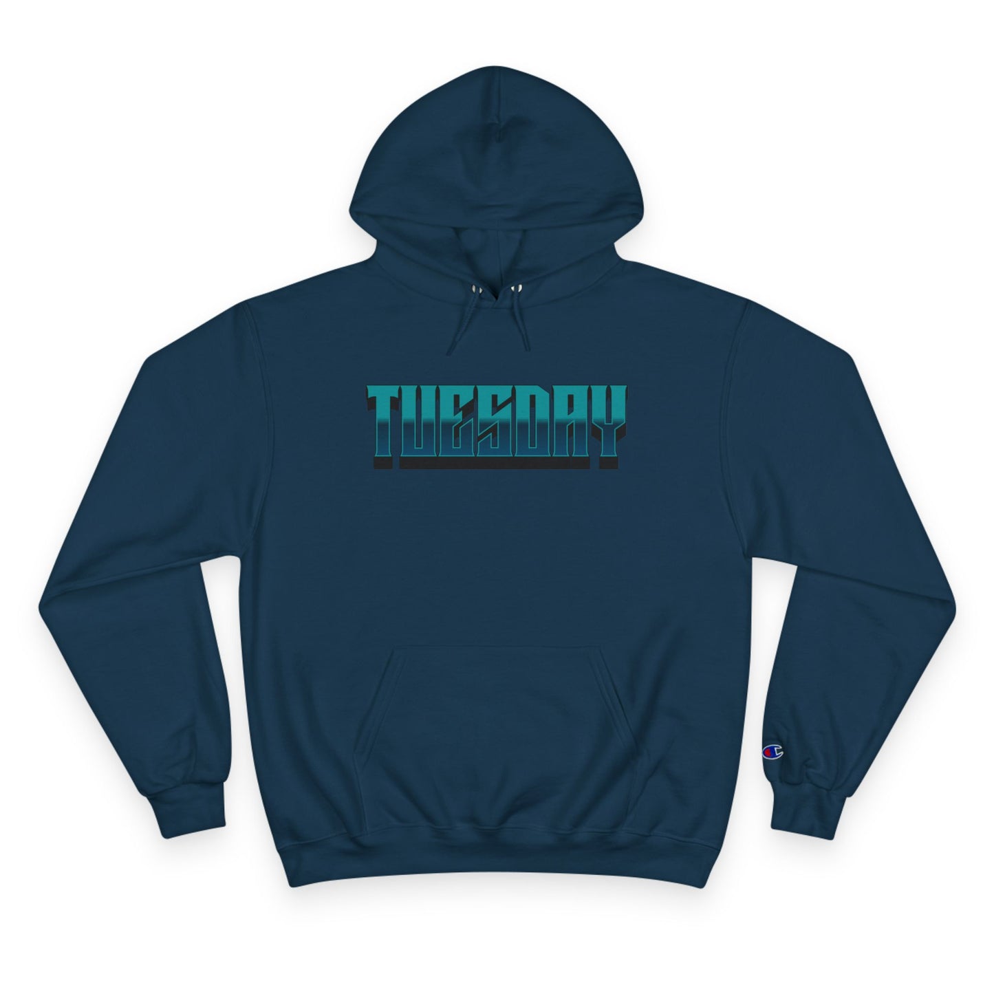 Champion Hoodie with Tuesday Graphic, Casualwear, Gift for Him/Her, Everyday Comfort, Fun Statement Piece