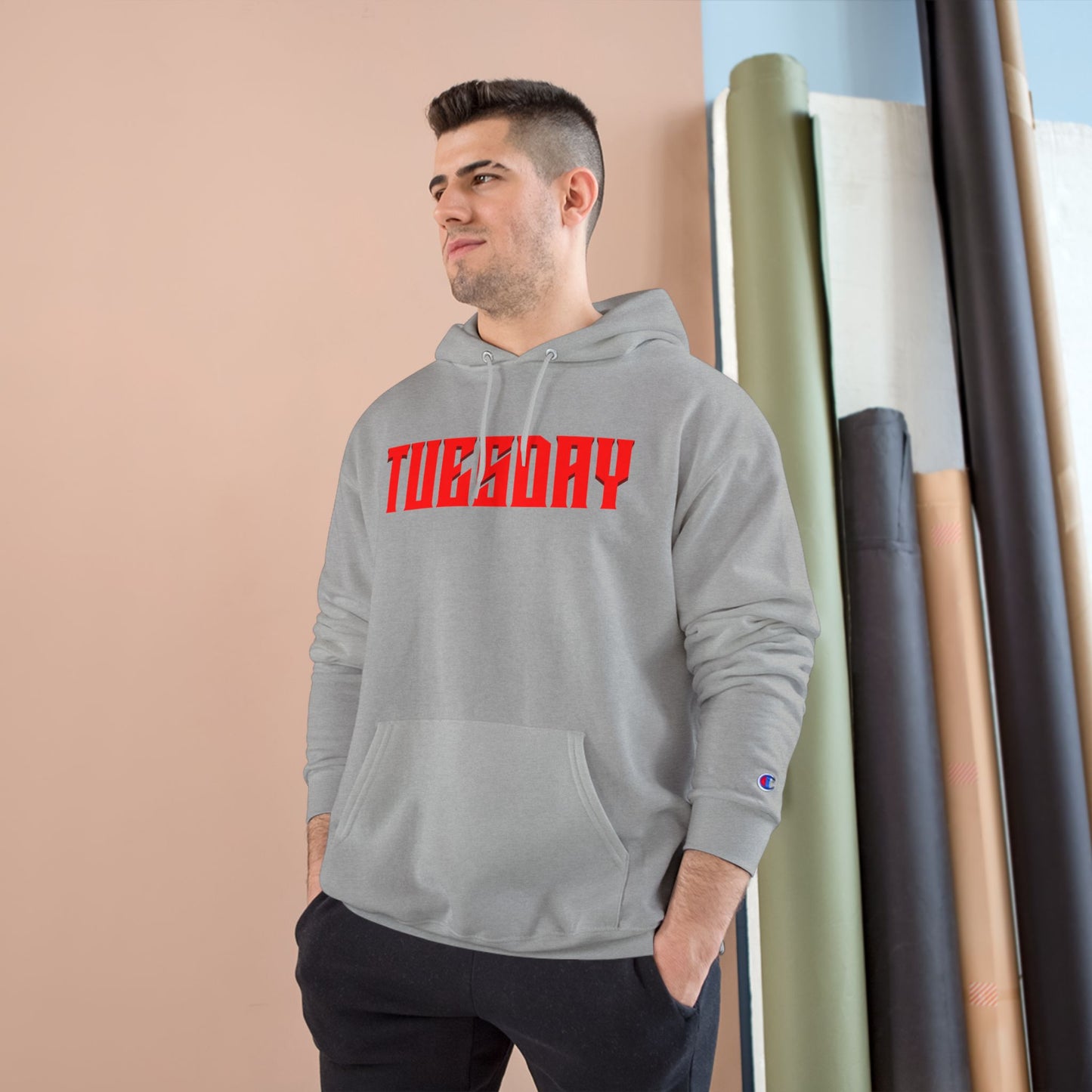 Halloween Tuesday editon Stylish Champion Hoodie with 'tuesday' Design, Casual Hoodie, Streetwear Fashion, Gift, Trendy Pullover