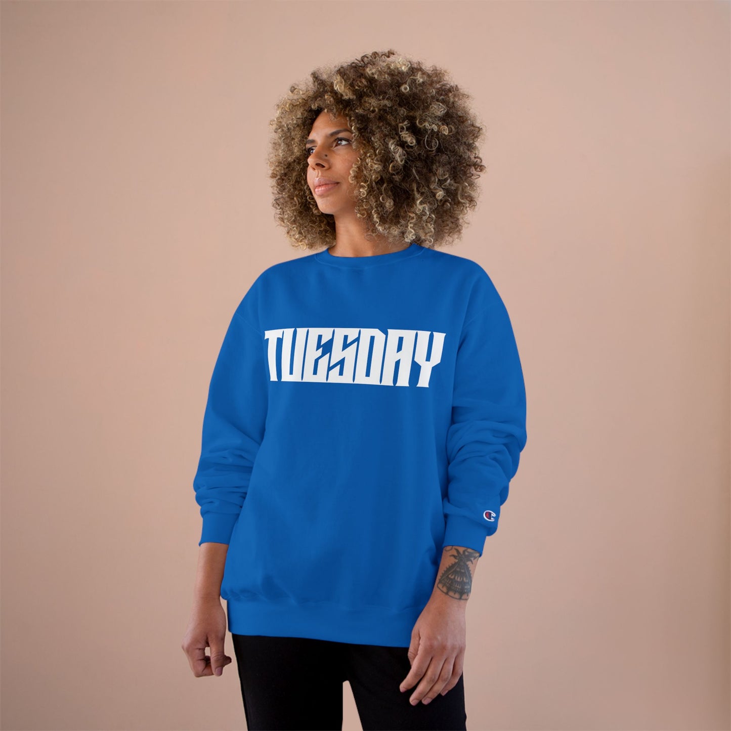 Retro Car Tuesday Champion Sweatshirt, Vintage Graphic Top, Cozy Unisex Apparel, Perfect Gift for Car Lovers, Unique Streetwear