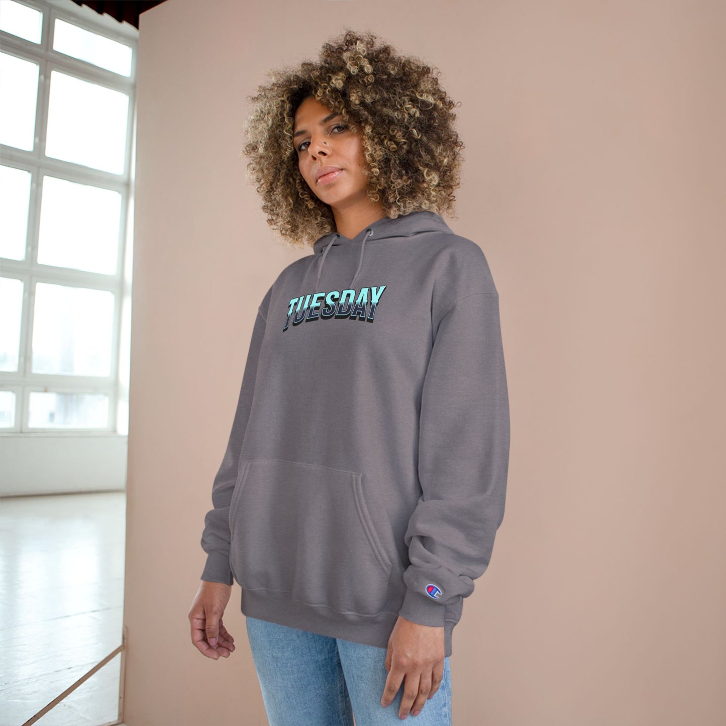Limited Edition Tuesday Champion Hoodie - Stay True, Cozy Sweatshirt, Gift for Her, Comfy Casual Wear, Unique Sweatshirt