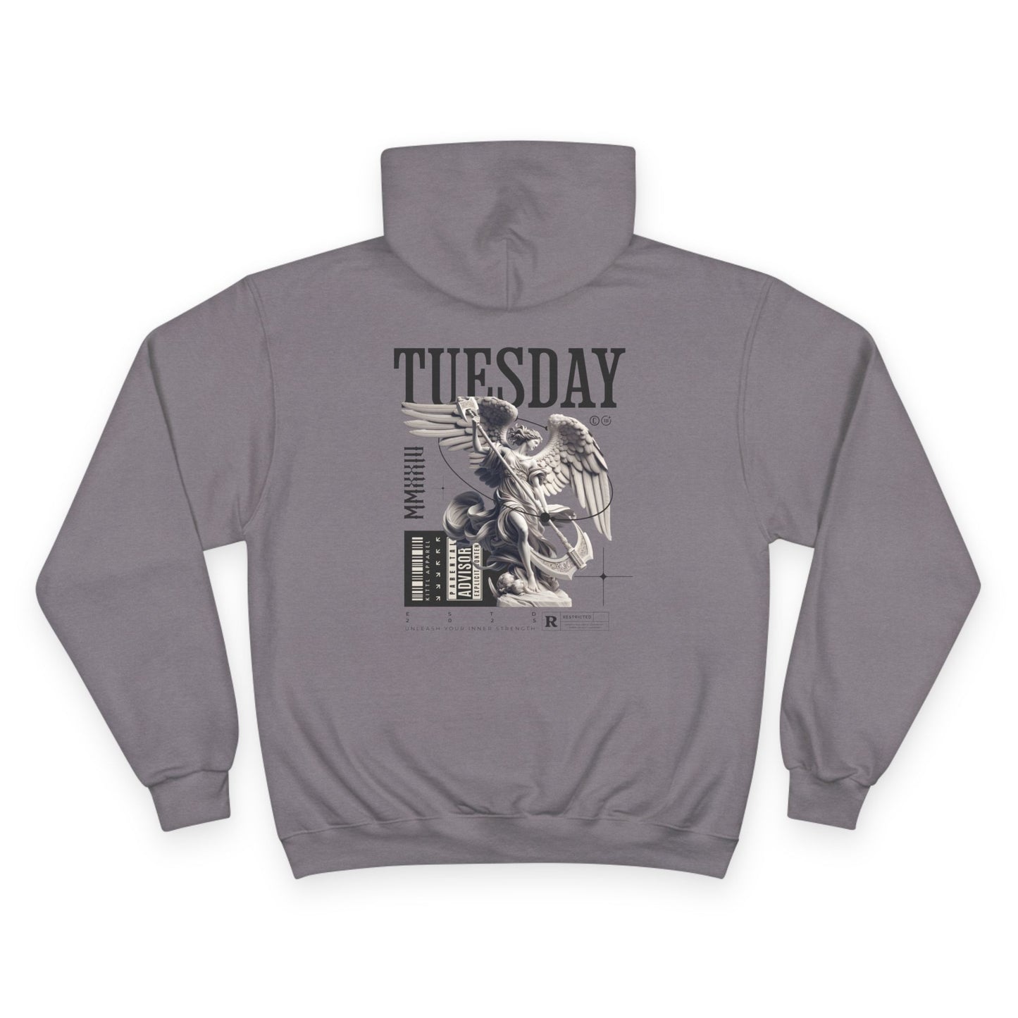 Tuesday Champion Hoodie - Stylish & Comfy Oversized Hoodie, Gift for Her, Unique Sweatshirt for Daily Wear, Cozy Fashion Statement