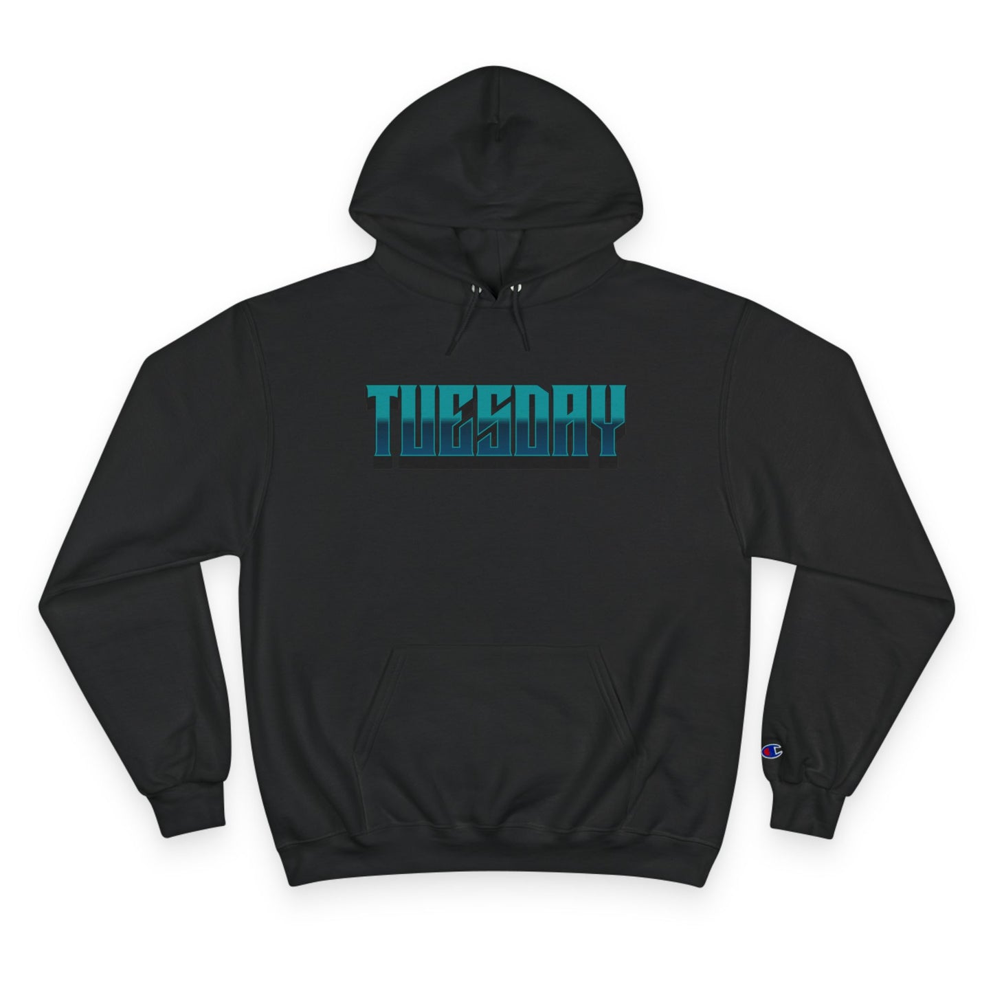 Champion Hoodie with Tuesday Graphic, Casualwear, Gift for Him/Her, Everyday Comfort, Fun Statement Piece