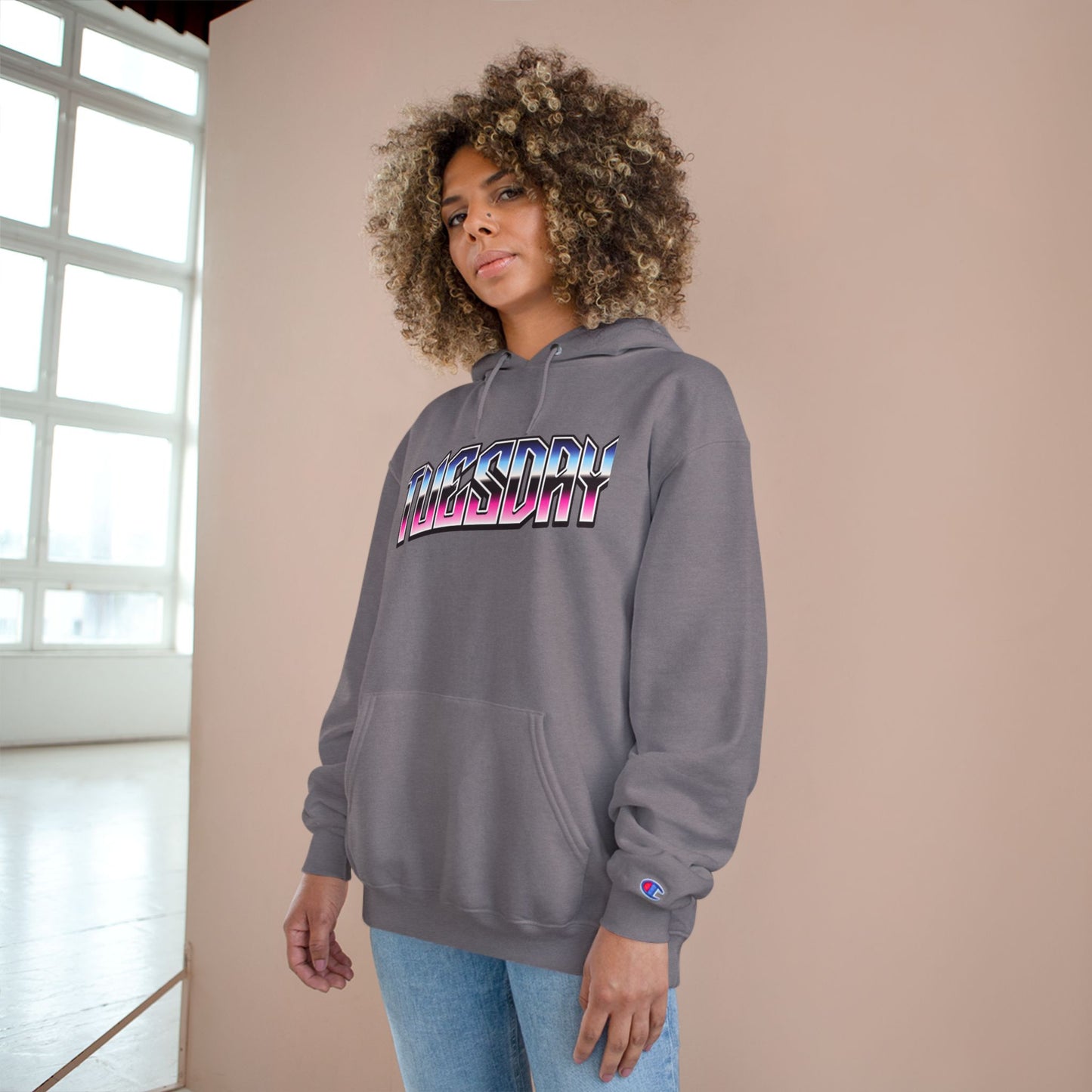 Retro-Inspired Champion Hoodie - 'Tuesday' Graphic Sweatshirt, Perfect Gift for Wolf Lovers, Cozy Lounge Wear, Stylish Everyday [...]