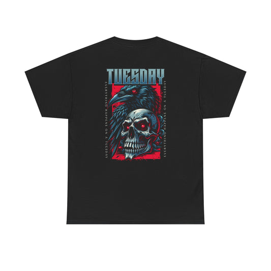 Gothic Skull and Raven Tee, Casual Gothic Fashion, Halloween Shirt, Dark Aesthetic Apparel, Unisex Graphic Cotton Tee, Trendy Everyday Wear