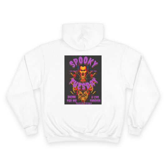 Spooky Tuesday Champion Hoodie, Halloween Apparel, Cozy Sweatshirt, Unisex Hoodie, Autumn Fashion, Gift for Her