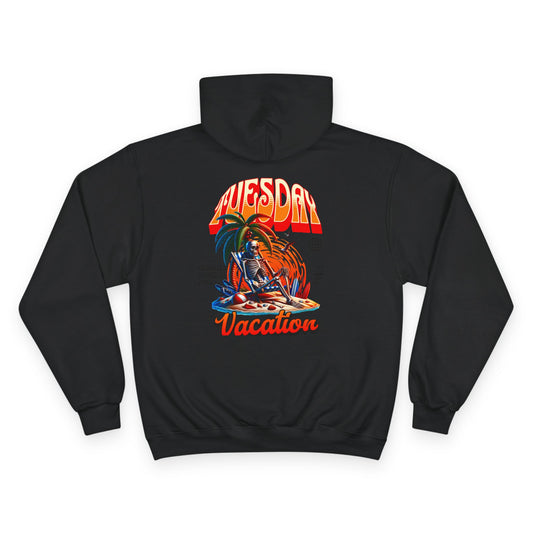 Casual Champion Hoodie, Day of the Week Gift, Unique Graphic Sweatshirt, Tuesday Vibes, Perfect for Vacations & Relaxation