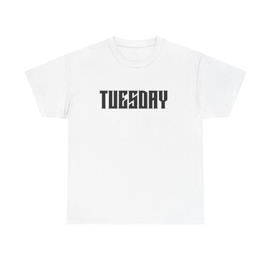 Graphic Tee with 'Tuesday' Print, Casual Wear, Streetwear, Gift for Students, Unisex Top, Everyday Fashion, Weekend Style