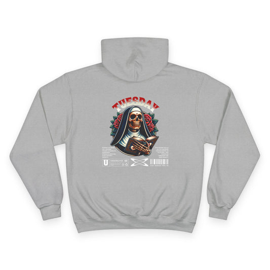 Tuesday Champion Hoodie - Trendy Graphic Sweatshirt, Gift for Her, Cozy Streetwear, Unique Casual Wear, Daily Wear Sweatshirt