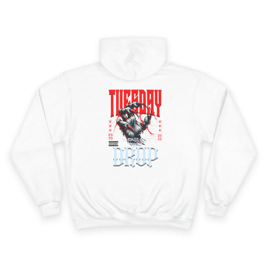 Halloween Tuesday editon Stylish Champion Hoodie with 'tuesday' Design, Casual Hoodie, Streetwear Fashion, Gift, Trendy Pullover