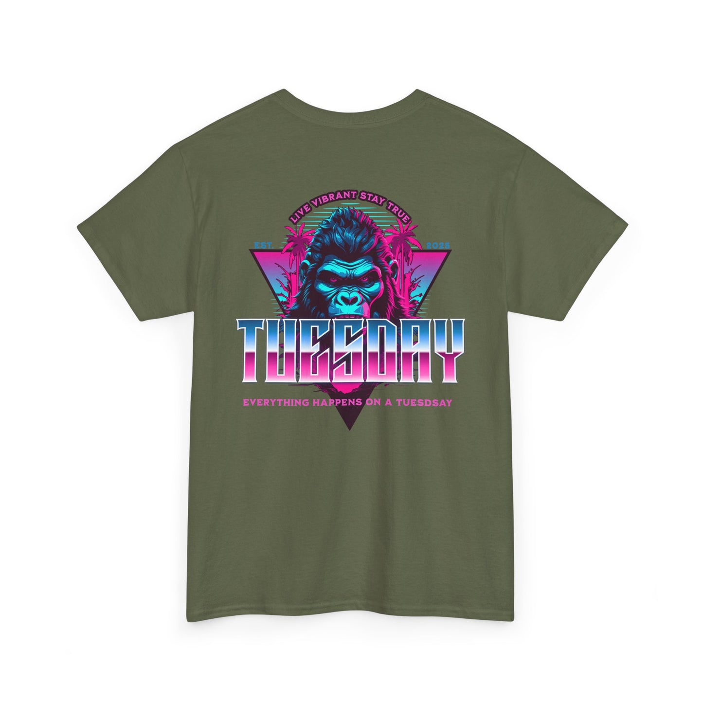 Retro Tuesday Graphic Tee, Fun Casual T-Shirt for Everyday Wear, Unisex Cotton Top, Party Shirt, Gift for Birthdays and Celebrations