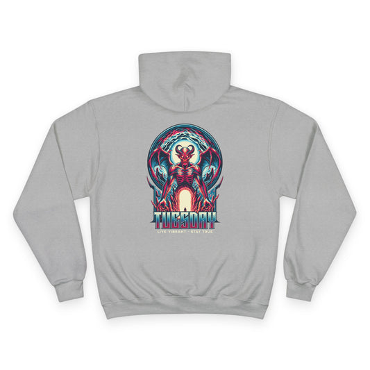 Tuesday Champion Hoodie, Graphic Sweatshirt, Unisex Casual Wear, Streetwear Style, Gift for Him/Her