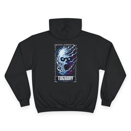 Tuesday Skull Champion Hoodie, Graphic Sweatshirt, Halloween Gift, Unique Casual Wear, Trendy Hoodie for Everyday Style